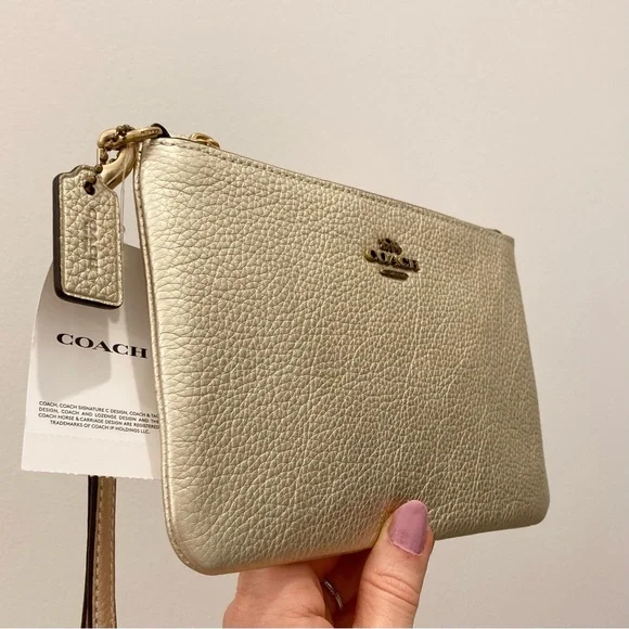 Coach Champaigne Gold Wristlet Clutch Pouch Clutches & Wristlets